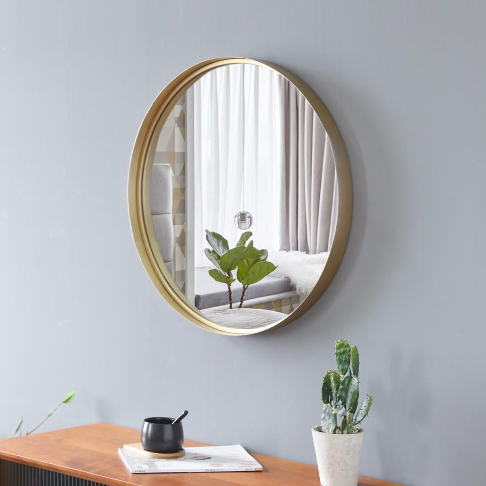 Recent Gold Modern Luxe Wall Mirrors Within Round Wall Mirror,24 Inch Gold Circle Mirror Modern Metal Frame Wall (View 2 of 15)