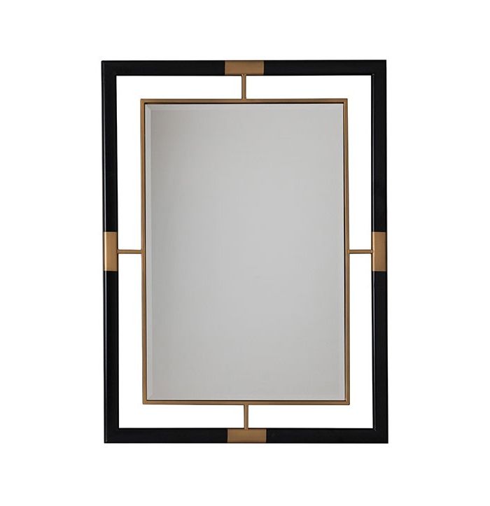 Recent Marion Rectangular Wall Mirror With Metal Frame In Black And Gold In Rectangular Grid Wall Mirrors (View 12 of 15)