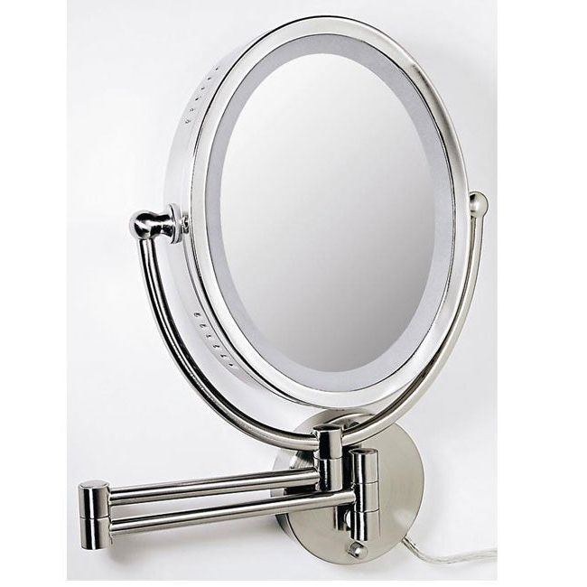 Recent Zadro Ovlw68 Oval Two Sided 8x/1x Lighted Wall Mount Makeup Mirror Throughout Single Sided Chrome Makeup Stand Mirrors (View 13 of 15)