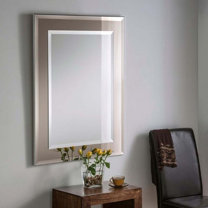 Rectangular Grid Wall Mirrors With Regard To Most Current Contemporary Wall Mirror Bronze Rectangular Frame (View 11 of 15)