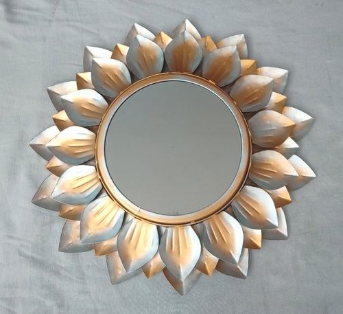 Ring Shield Gold Leaf Wall Mirrors Pertaining To Well Known Silver & Copper Finish Metal Leaf Wall Mirror, Rs 1800 /piece Exotic (View 9 of 15)