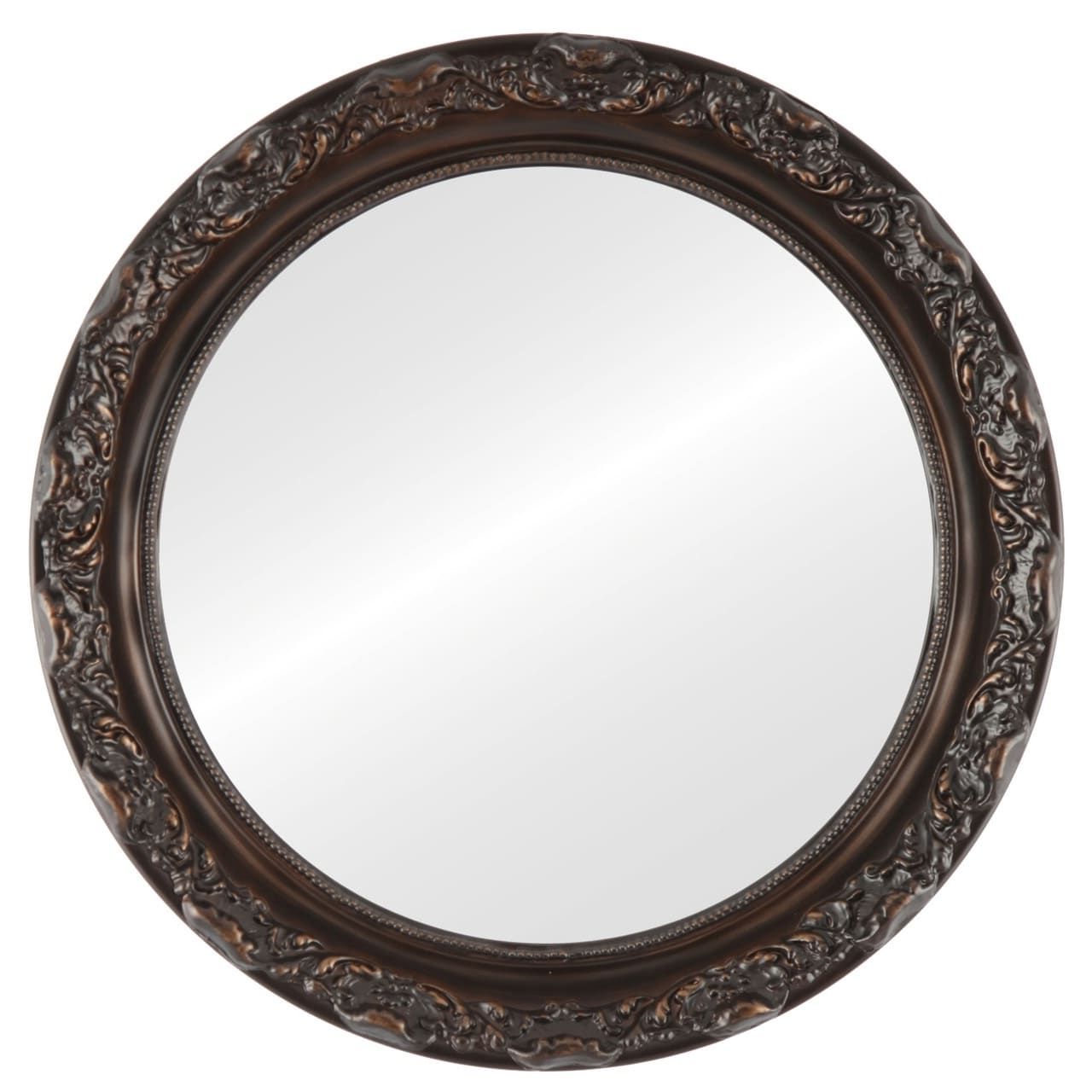 Rome Framed Round Mirror In Rubbed Bronze – Antique Bronze (View 8 of 15)