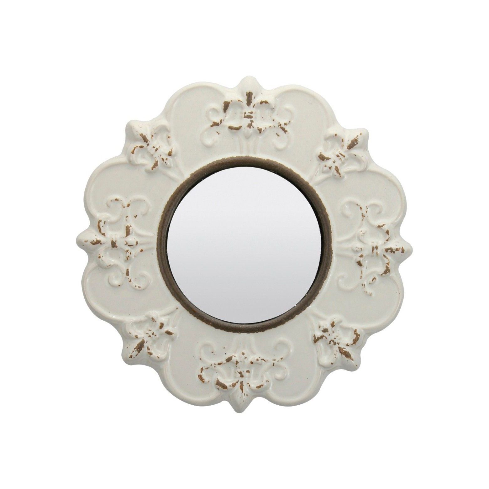 Round Decorative Wall Mirror Off White – Ckk Home Decor Within Recent Stitch White Round Wall Mirrors (View 9 of 15)