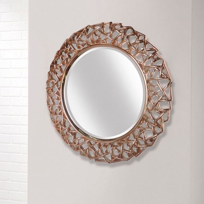 Round Modern Wall Mirrors Throughout Favorite Intricate Rose Gold Round Modern Wall Mirror (View 13 of 15)