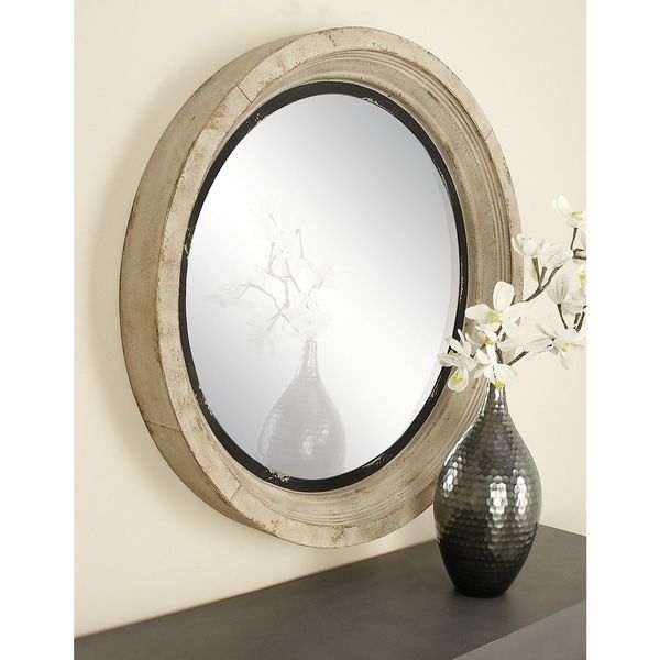 Round Scalloped Wall Mirrors Throughout Most Up To Date Round Wall Mirror – Antique White – Overstock –  (View 7 of 15)