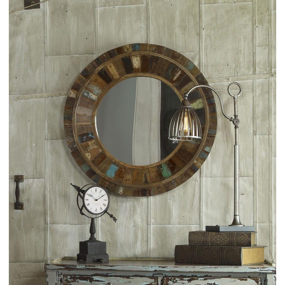 Rustic Black Round Oversized Mirrors For Recent Global Direct 32 In. X 32 In (View 13 of 15)