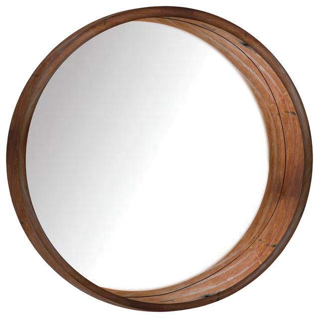 Rustic Black Round Oversized Mirrors Intended For 2020 Round Wooden Wall Mirror – Rustic – Wall Mirrors  Ptm Images (View 10 of 15)