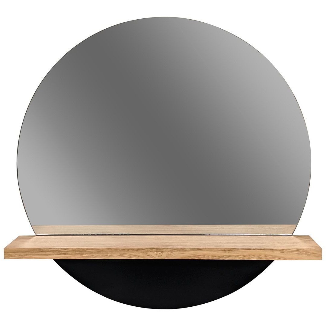 Rustic Black Round Oversized Mirrors Throughout Most Current Mainstays Ms 20" Black Round Mirror With Rustic Shelf – Walmart (View 9 of 15)