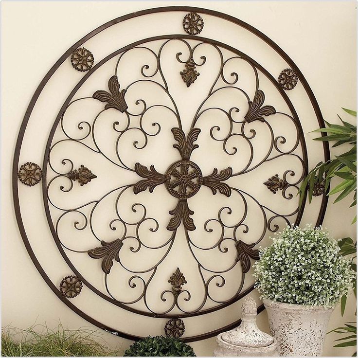 Scrollwork Metal Wall Art In 2017 Large Vintage Metal Wall Scroll Wrought Medallion Hanging Art Home (View 9 of 15)