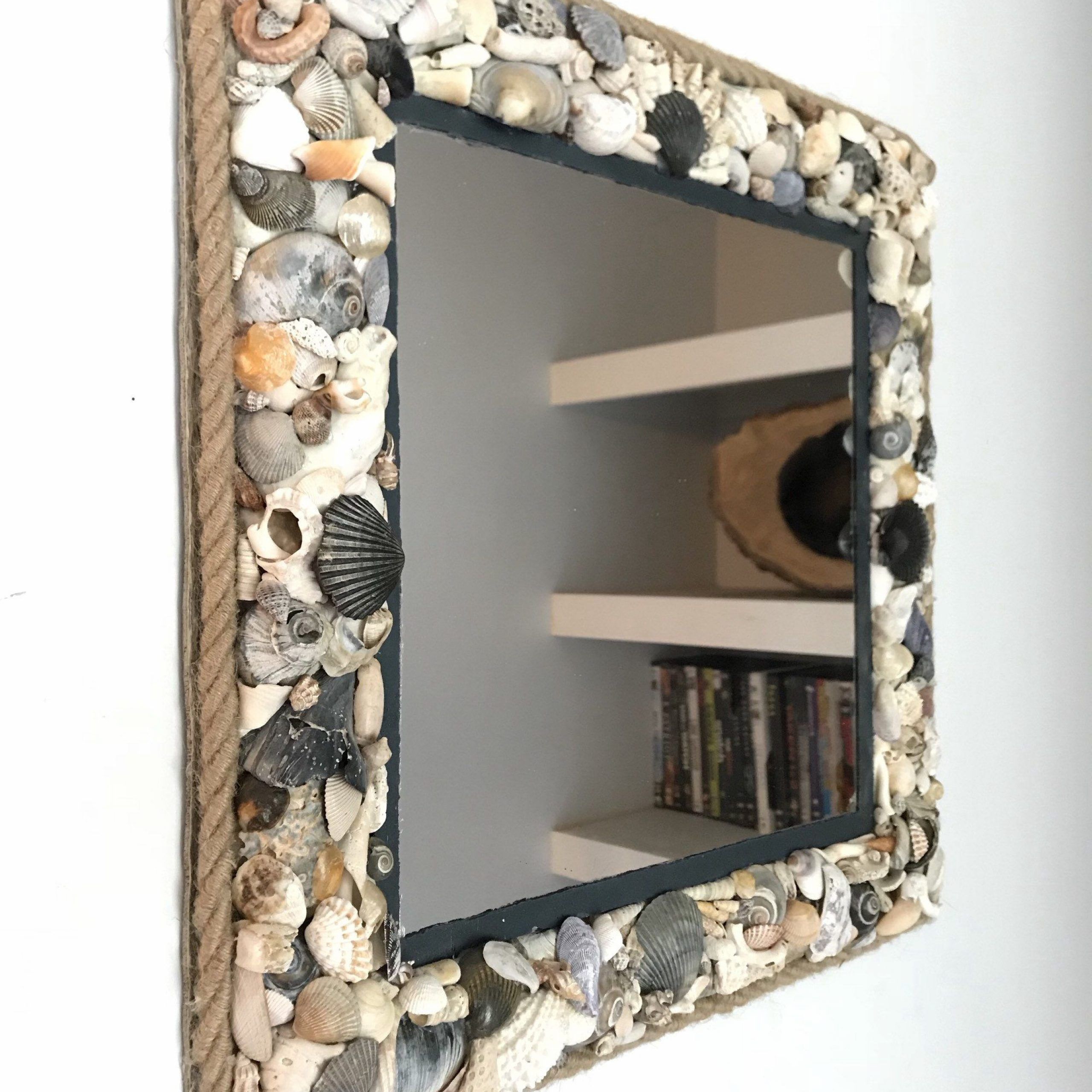 Seashell Mirror – 17 X 17 Beach Themed Wall Mirror – Handmade Nautical Throughout Trendy Shell Wall Mirrors (View 3 of 15)
