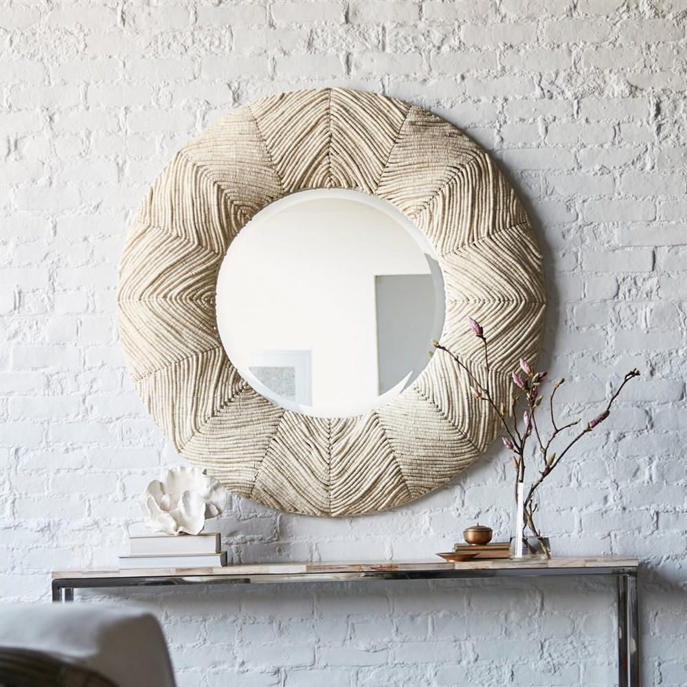 Shell Wall Mirrors Inside Best And Newest Palecek Sabine Modern Classic Hand Sewn Coconut Shell Bead Wall Mirror (View 1 of 15)