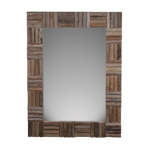 Shop Cheung's Handmade Hand Crafted Brown Wood Frame Wall Mirror – Free Throughout Favorite Medium Brown Wood Wall Mirrors (View 7 of 15)