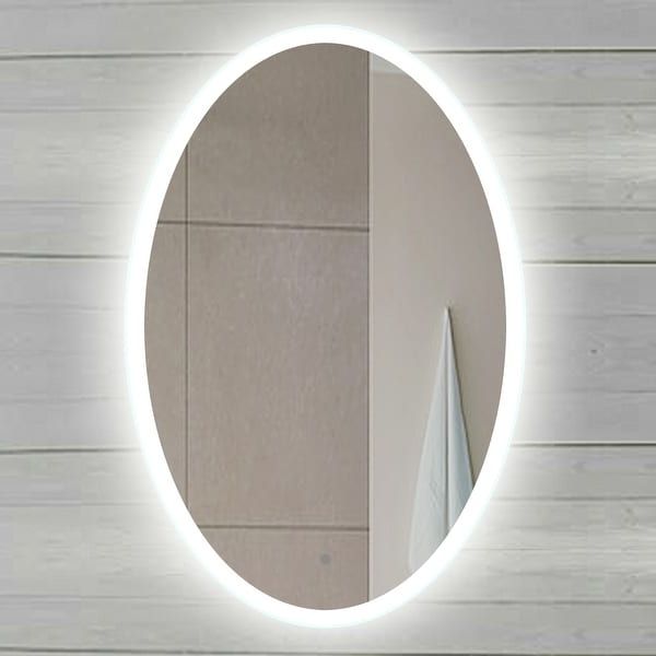 Shop Miseno Mm2436led 24" W X 36" H Oval Frameless Wall Mounted Mirror Intended For Preferred Ceiling Hung Oval Mirrors (View 13 of 15)