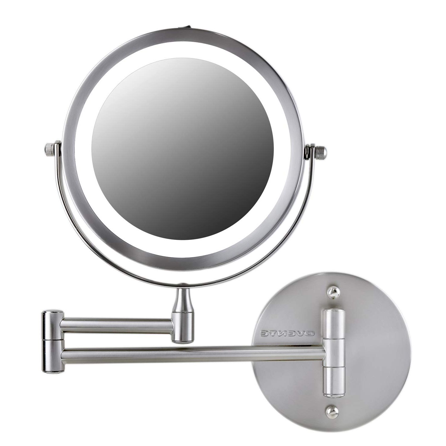 Single Sided Polished Nickel Wall Mirrors Inside Most Popular Ovente Lighted Wall Mount Makeup Mirrors 7 Inch 1x 10x Magnification (View 5 of 15)