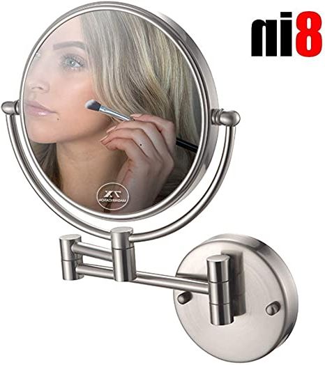 Single Sided Polished Nickel Wall Mirrors Pertaining To Trendy Amazon: Vanity Mirror,bathroom Makeup Mirror Wall Mounted Brushed (View 15 of 15)