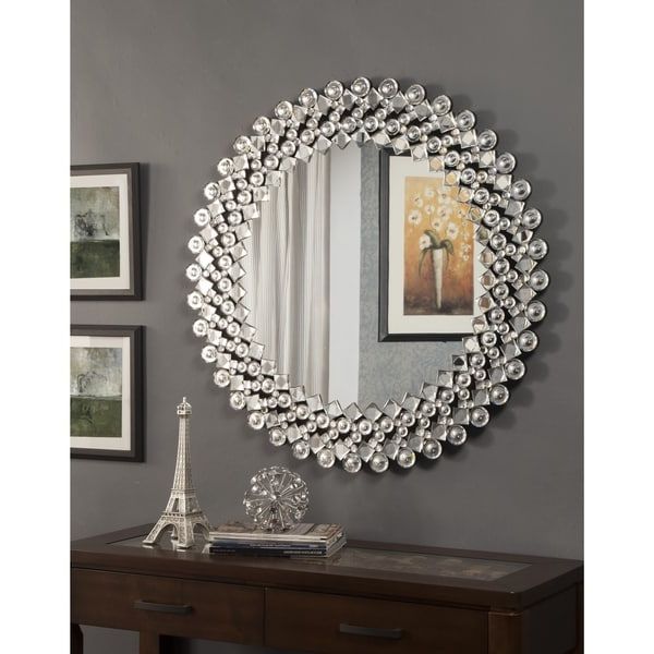 Single Sided Polished Wall Mirrors In Most Recently Released Best Quality Furniture Circular Crystal Wall Mirror – Overstock –  (View 6 of 15)