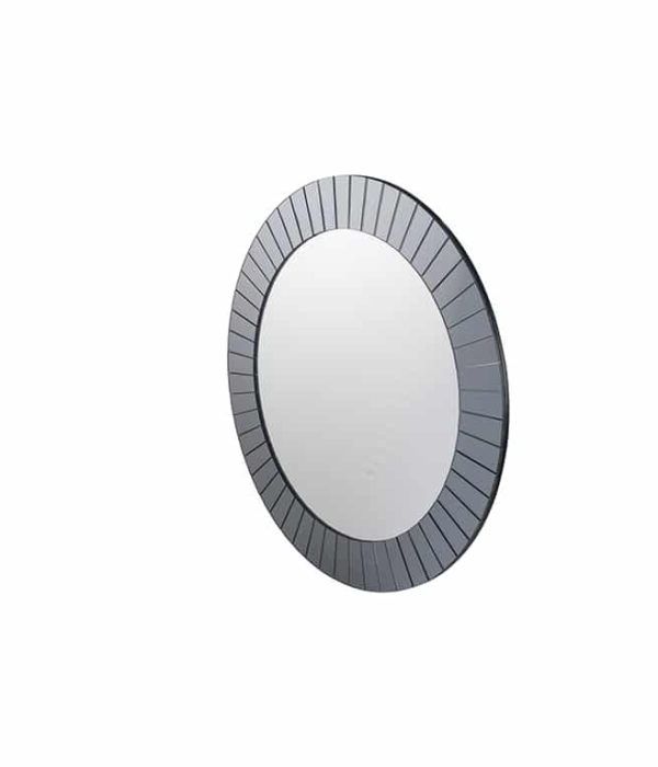 Smoked Grey Glass Art Round Wall Mirror – Style House Interiors With Newest Round Gray Disc Metal Wall Art (View 13 of 15)