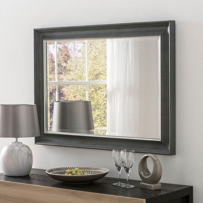 Steel Gray Wall Mirrors With Most Up To Date Decorative Rectangular Grey Wall Mirror (View 7 of 15)