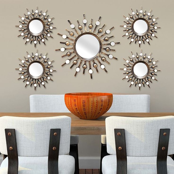 Stratton Home Decor Sunburst Mirror Metal Wall Art 5 Piece Set Pertaining To Well Liked Metal Mirror Wall Art (View 1 of 15)