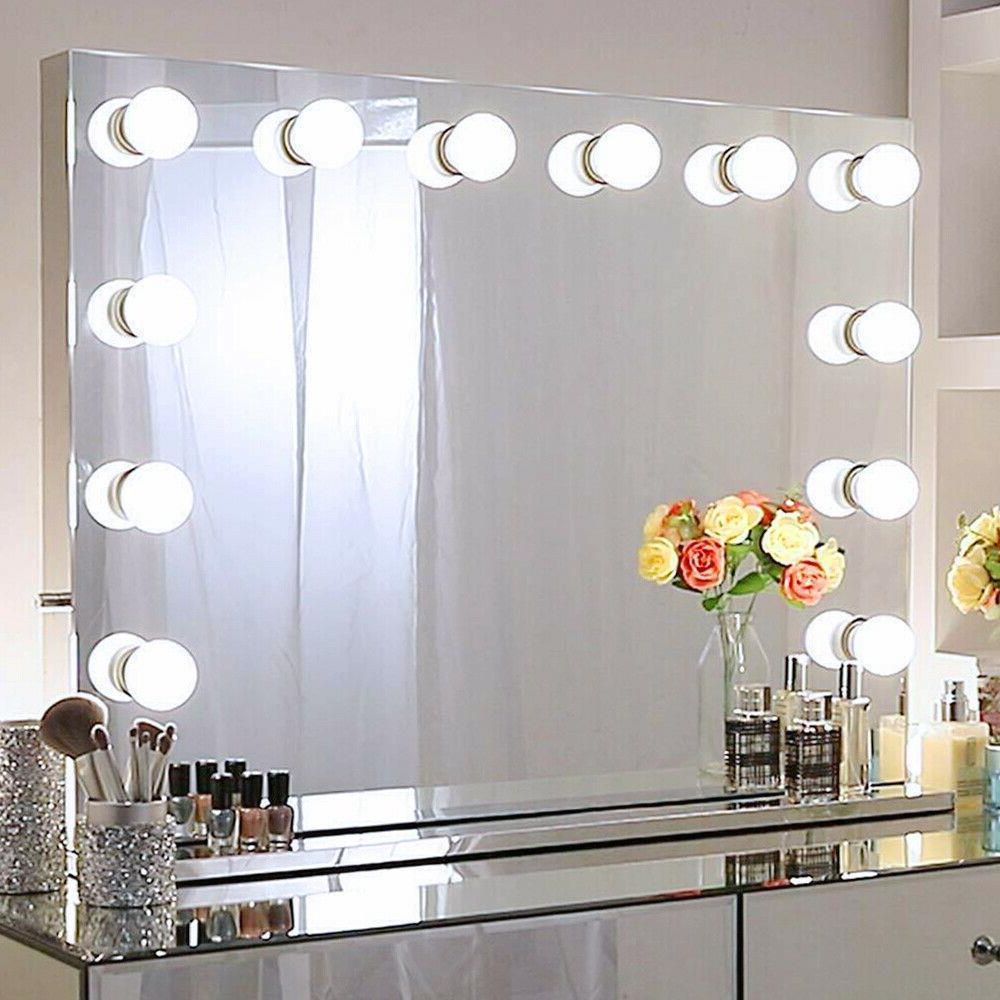 Sunburst Standing Makeup Mirrors Within Most Recently Released Large Hollywood Lighted Vanity Makeup Mirror 14led Bulbs Stand Or Wall (View 11 of 15)