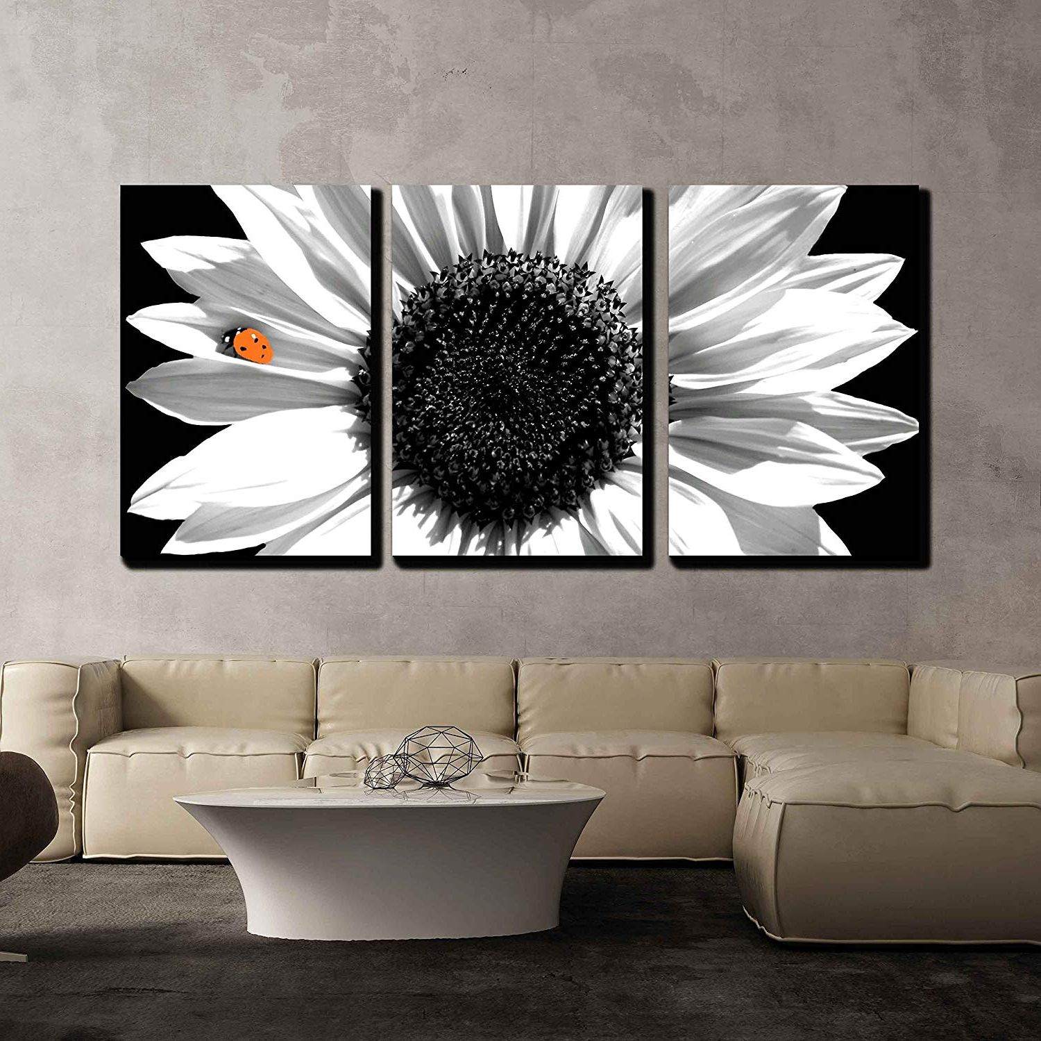 Sunflower Metal Framed Wall Art Pertaining To Well Liked Wall26 – 3 Piece Canvas Wall Art – Sunflower In Black And White With (View 15 of 15)