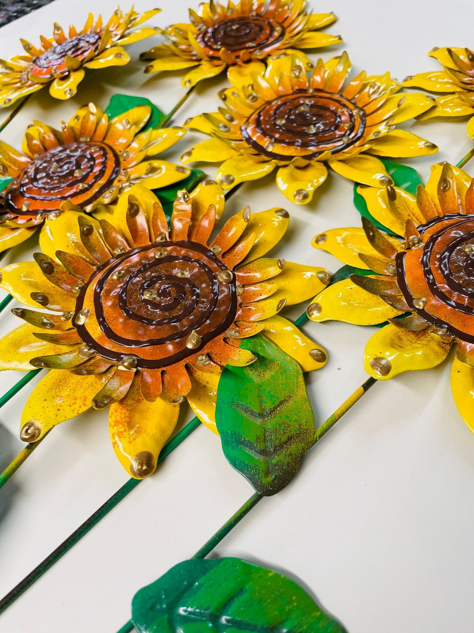 Sunflower Metal Framed Wall Art Within Current 7 Metal Sunflowers,garden Art,flower Garden Stake,sunflower Garden (View 4 of 15)