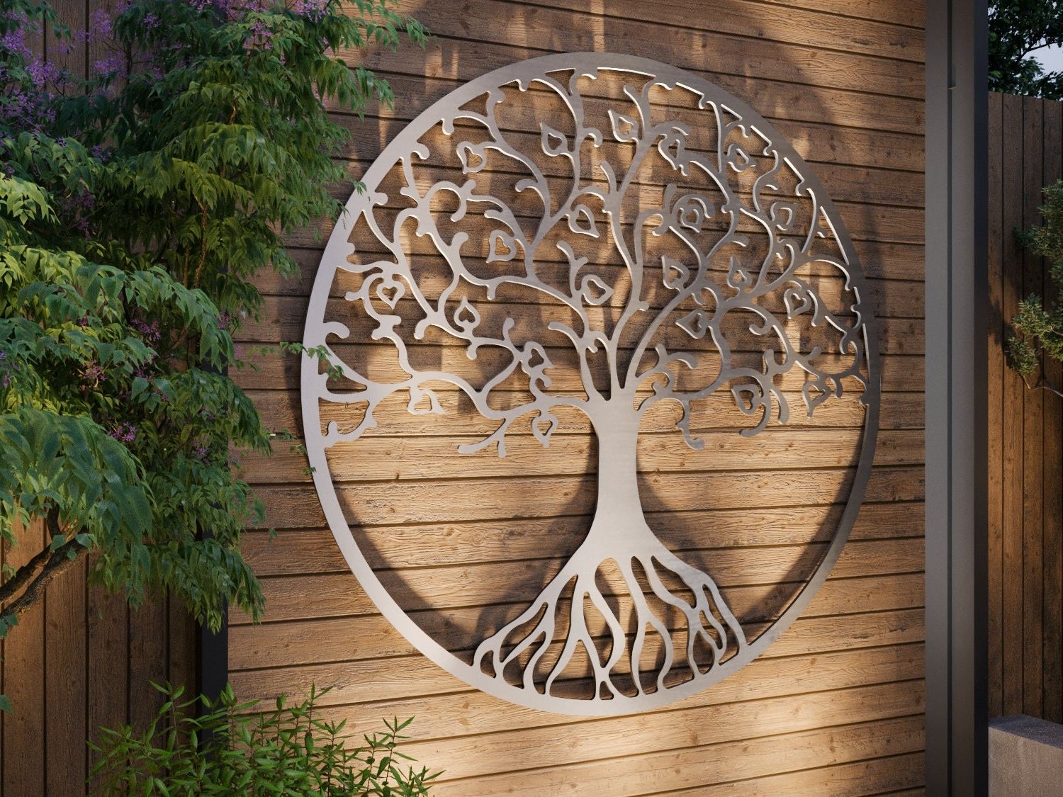 Tree Of Life Outdoor Metal Wall Art, Large Metal Tree Wall Art, Modern Throughout 2017 Large Wall Decor Ornaments (View 3 of 15)