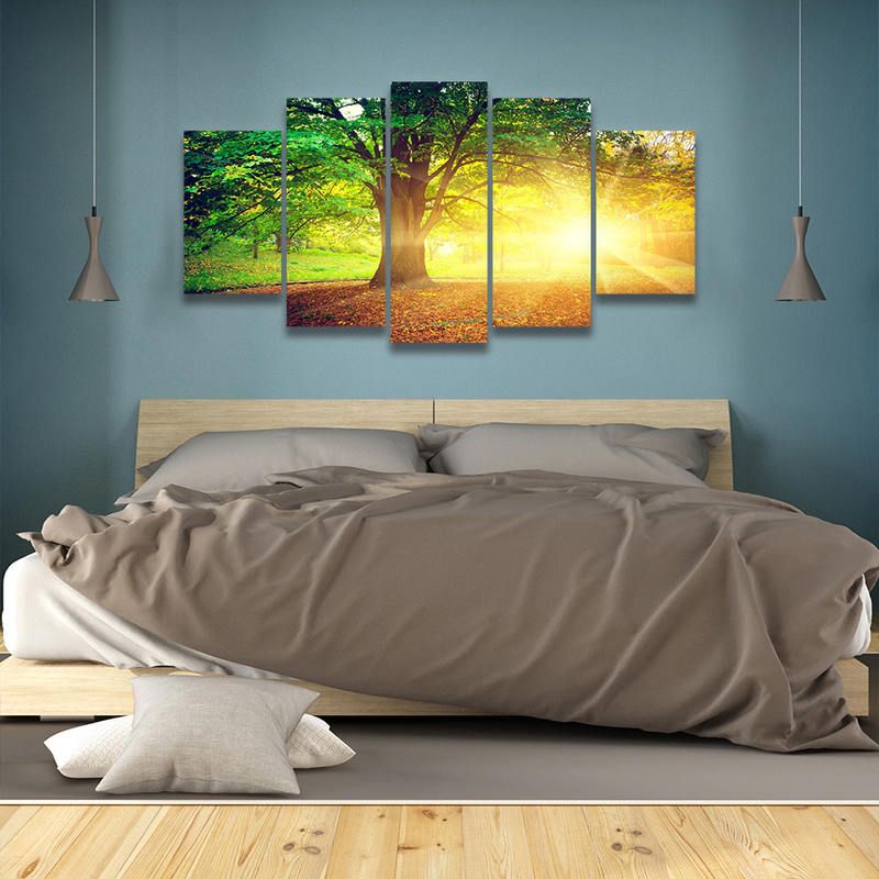 Trendy 5 Panels Landscape Canvas Wall Art For Bedroom Living Room Home Decor With Natural Wall Art (View 15 of 15)
