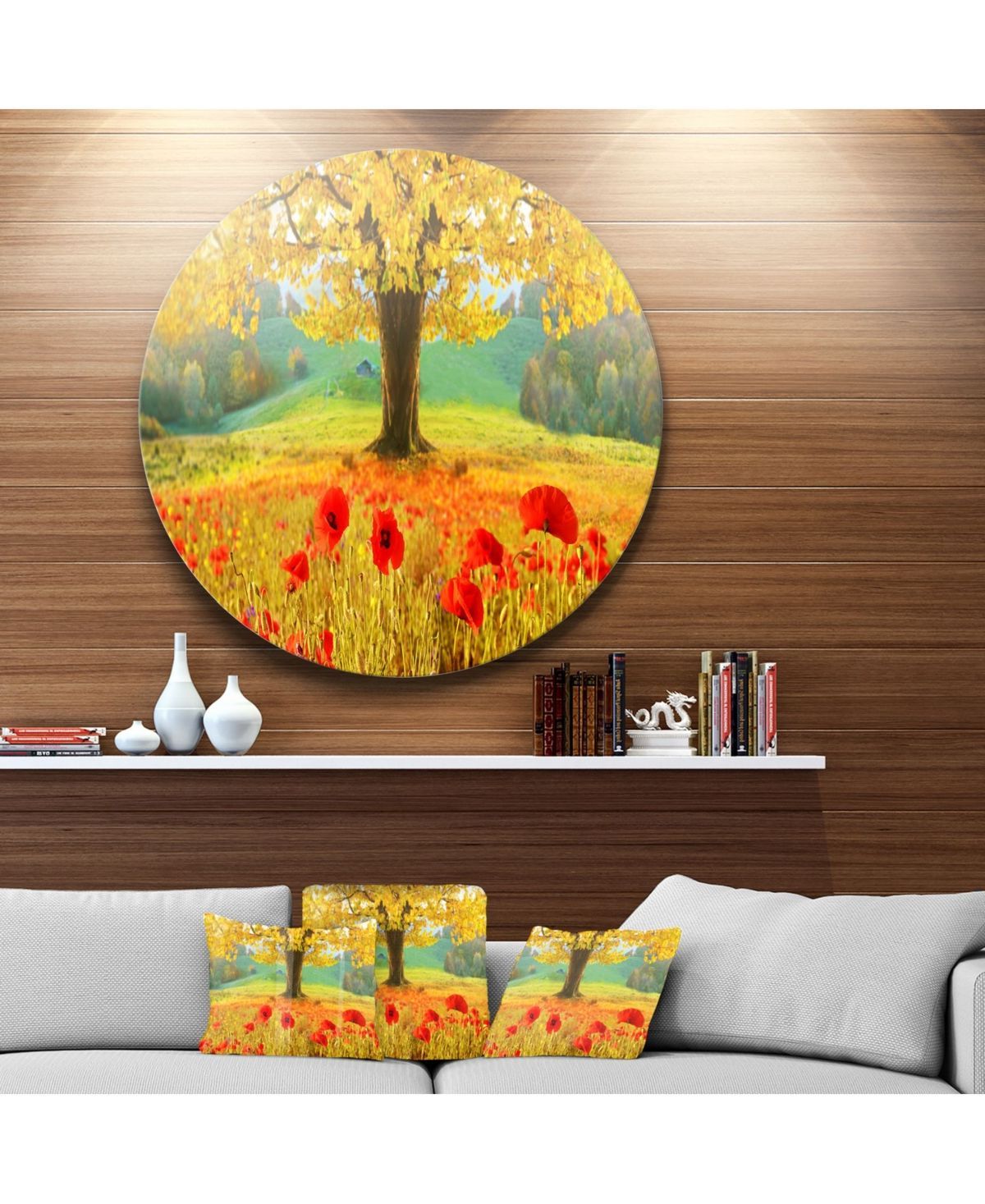 Trendy Autumn Metal Wall Art In Design Art Designart 'beautiful Autumn Yellow Tree' Floral Round Circle (View 12 of 15)