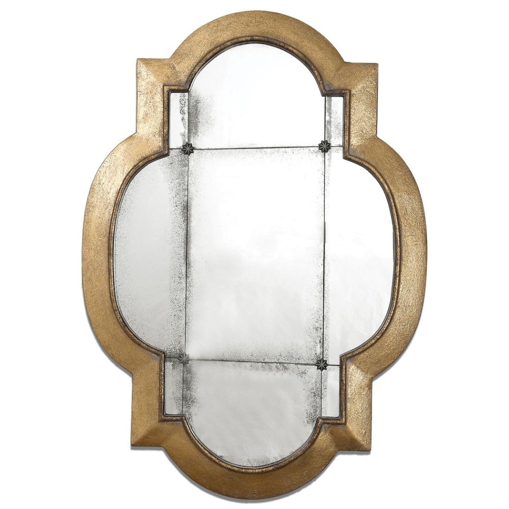Trendy Gold Leaf Metal Wall Mirrors Intended For Uttermost Andorra Gold Leaf Mirror (View 9 of 15)