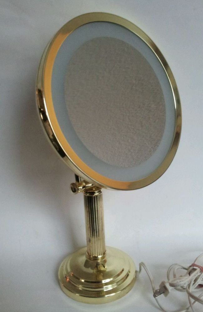 Trendy Gold Led Wall Mirrors Regarding Protronics Standing Gold Lighted Magnification Mirror – 15 Inch (View 10 of 15)