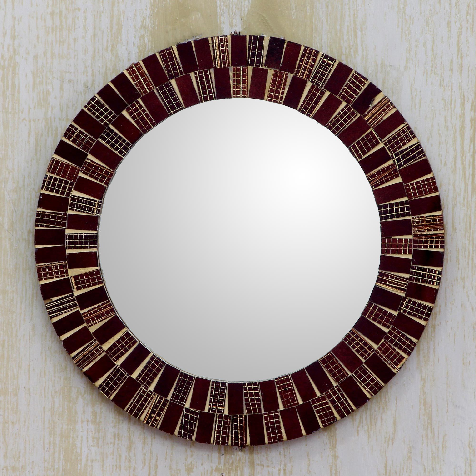Trendy Golden Voyage Round Wall Mirrors For Buy Glass Mosaic Mirror, 'golden Flames' Today (View 7 of 15)
