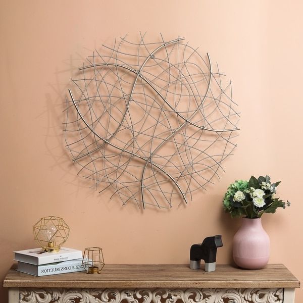 Trendy Looping Metal Wall Art Pertaining To Shop Large Silver Abstract Round Metal Wall Decor – Overstock –  (View 13 of 15)