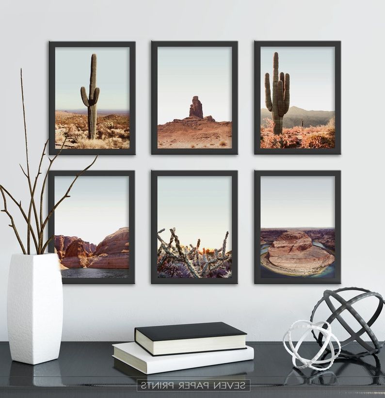 Trendy Southwestern Arizona Desert Wall Art Framed Set Of 6 Prints (View 5 of 15)