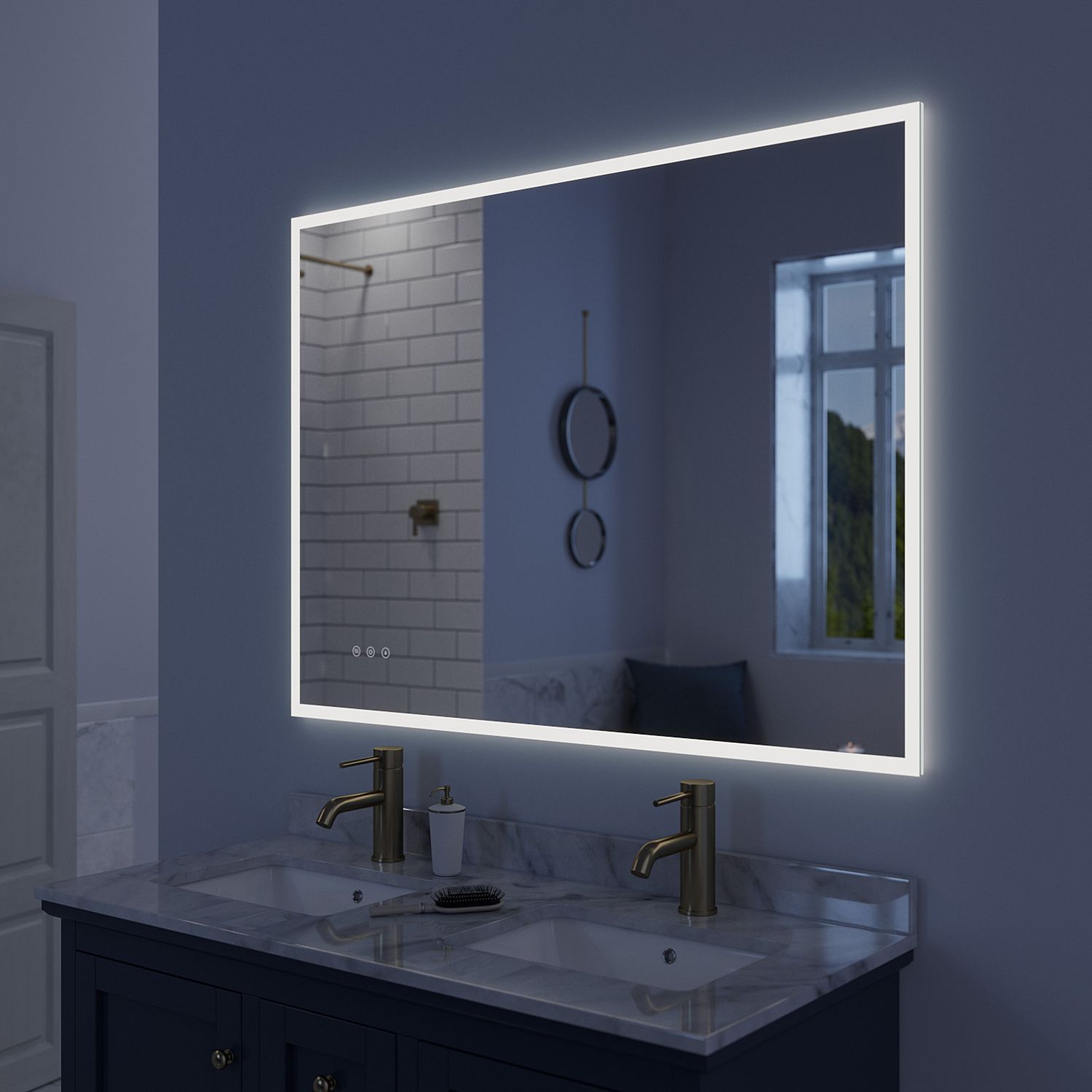 Tunable Led Vanity Mirrors For Favorite Luxaar Lucent 48 " X 36 " Wall Mounted Led Vanity Mirror With Color (View 4 of 15)