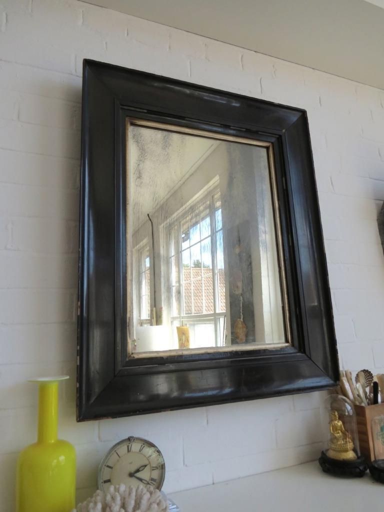 Vintage Extra Large Victorian Bevelled Edge Wall Mirror With Black Inside Most Recent Black Wood Wall Mirrors (View 3 of 15)