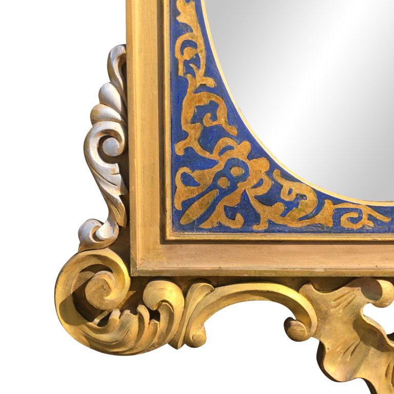 Vintage French Rococo Victorian Royal Blue & Gold Painted Wall Mirror Throughout Preferred Royal Blue Wall Mirrors (View 1 of 15)