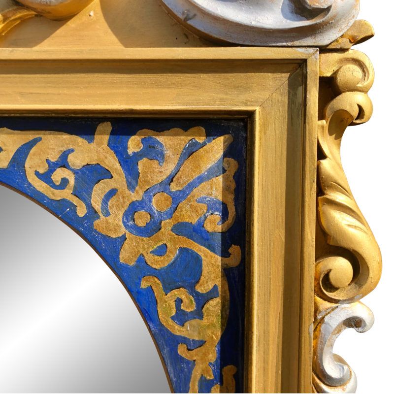 Vintage French Rococo Victorian Royal Blue & Gold Painted Wall Mirror With Famous Royal Blue Wall Mirrors (View 3 of 15)