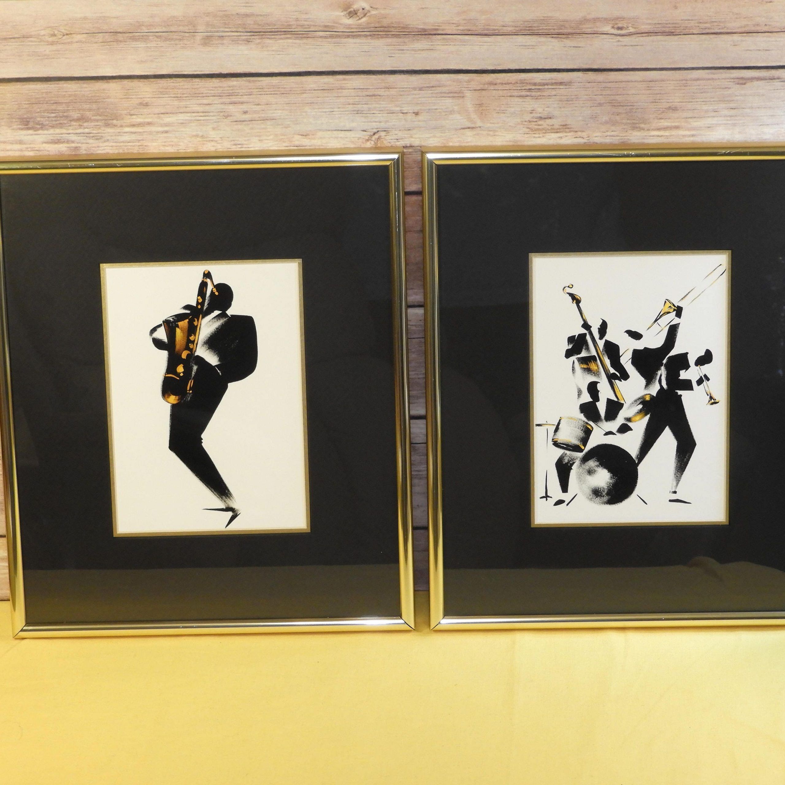 Vintage Jazz Prints (2),empty Space Framed Art,gold Nielsen Quality Inside Most Current Brushed Gold Wall Art (View 7 of 15)
