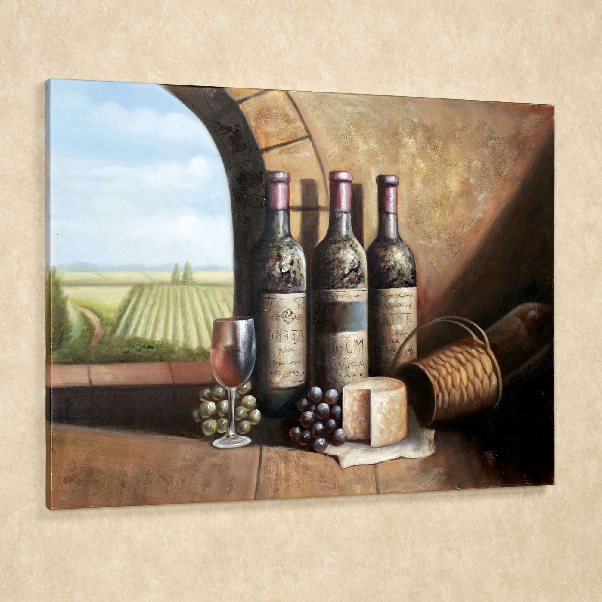Vintage Wine Handpainted Canvas Art With Regard To Famous Wine Wall Art (View 2 of 15)