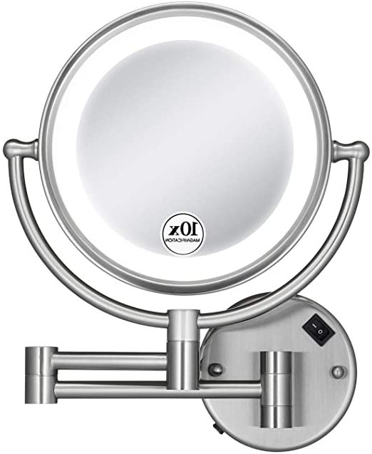 Well Known Amazon – Gloriastar 10x Wall Mounted Makeup Mirror – Double Sided In Single Sided Polished Nickel Wall Mirrors (View 8 of 15)