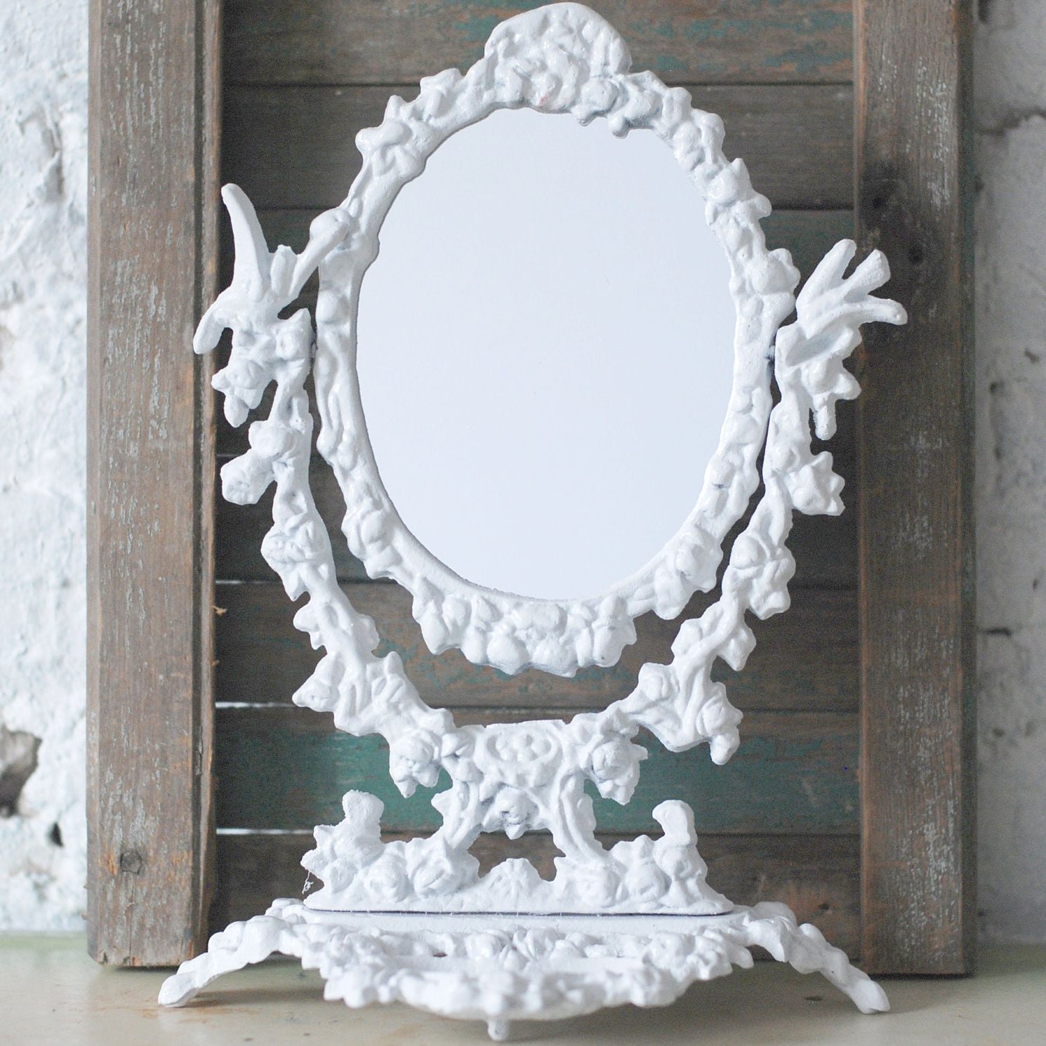 Well Known Antique Ornate Metal Pedestal Mirror / Stand Alone Frame Pertaining To Antique Brass Standing Mirrors (View 4 of 15)