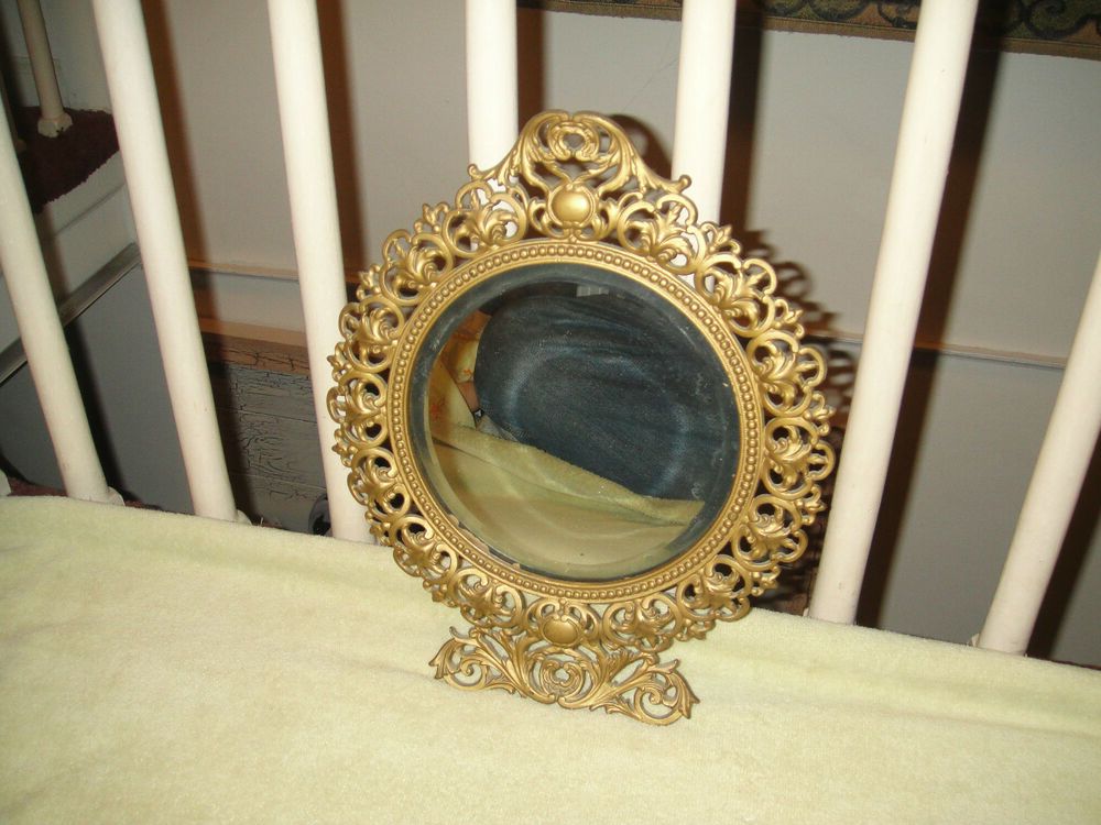 Well Known Antique Victorian Style Beveled Glass Wall Mirror Gilded Brass Frame For Antique Brass Wall Mirrors (View 15 of 15)