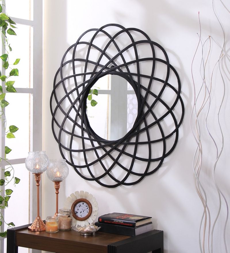 Well Known Buy Metal Wall Mirror In Black Colorhosley Online – Round Mirrors Pertaining To Metal Mirror Wall Art (View 12 of 15)
