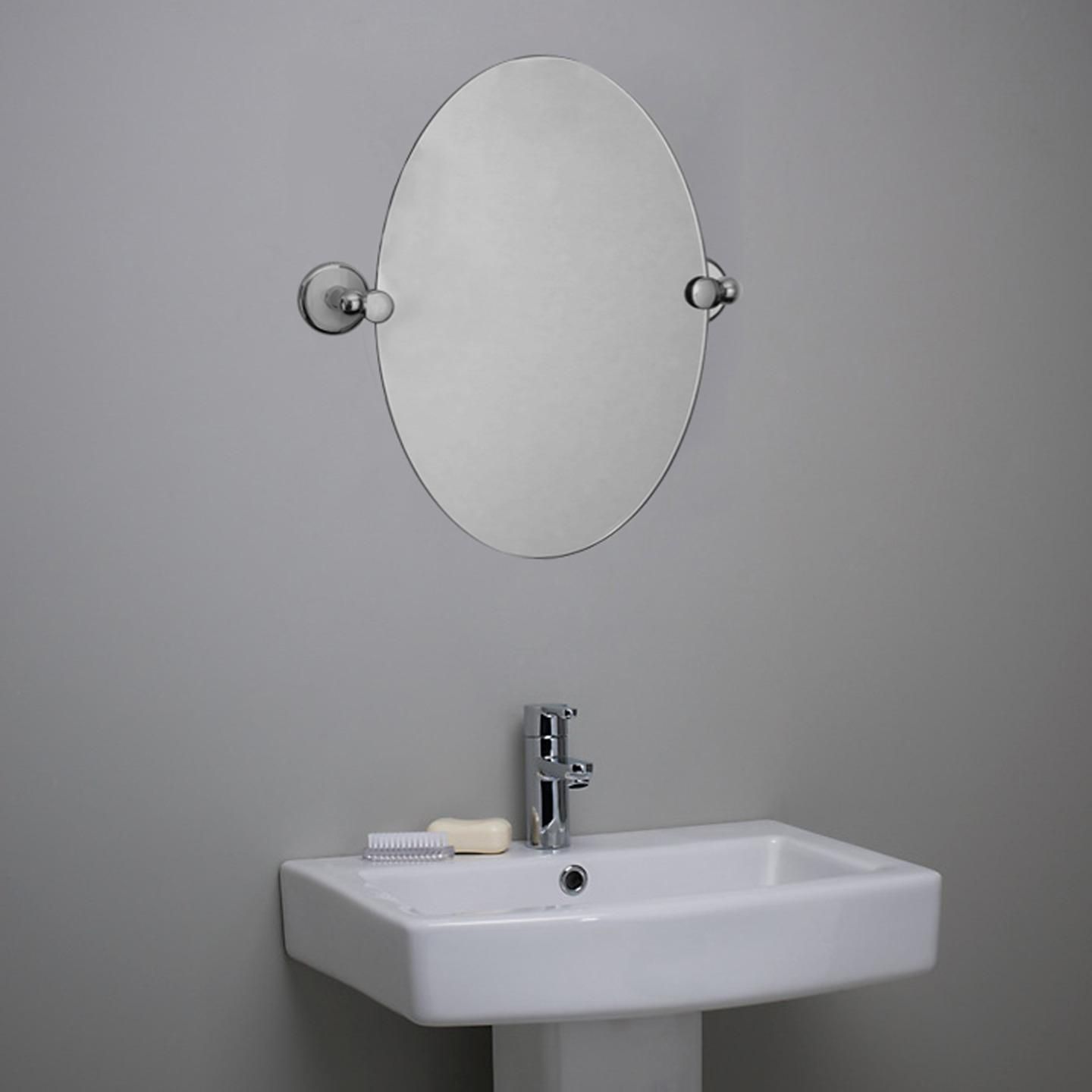 Well Known Ceiling Hung Oval Mirrors For Croydex Islington Oval Frameless Bathroom Mirror Chrome/white Wall (View 3 of 15)