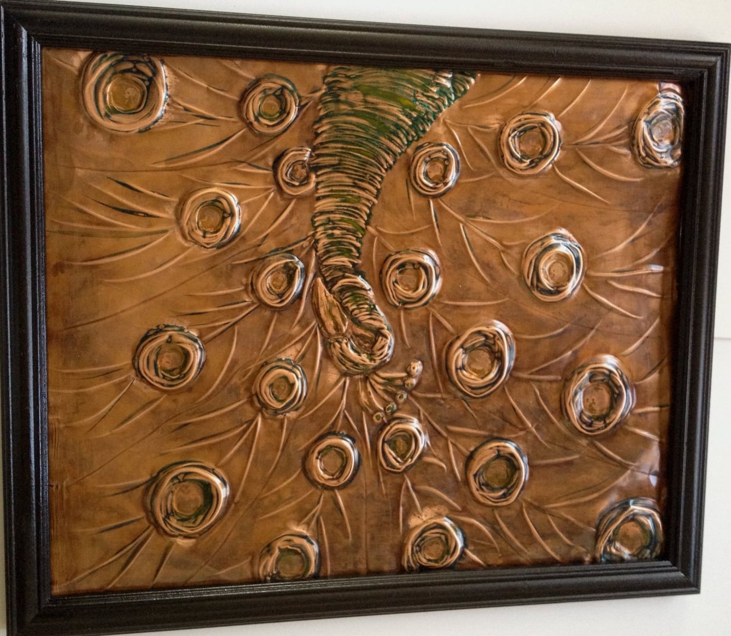 Well Known Copper Relief Wall Art Peacock Black Framecopperbyt On Etsy With Regard To Copper Metal Wall Art (View 1 of 15)
