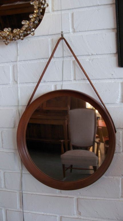 Well Known Danish Mirror With Leather Strap At 1stdibs Inside Black Leather Strap Wall Mirrors (View 9 of 15)