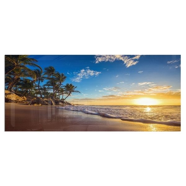 Well Known Designart 'paradise Tropical Island Beach Sunrise' Photography Seashore For Sunrise Metal Wall Art (View 14 of 15)