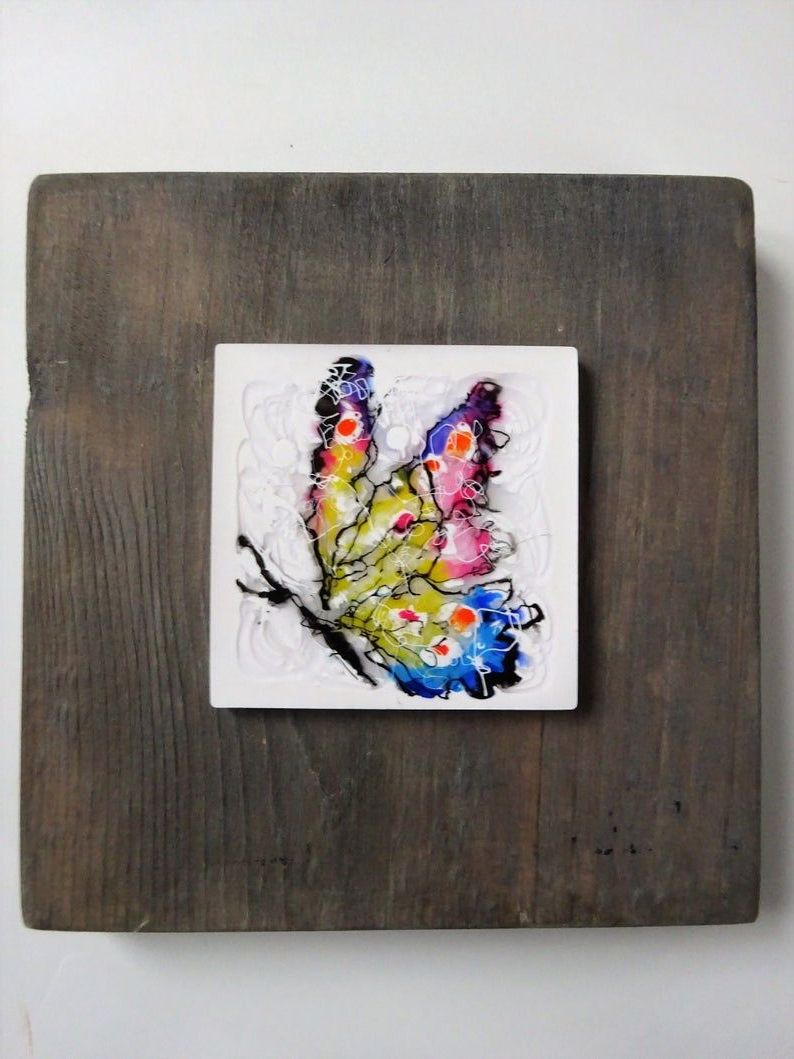 Well Known Distressed Wood Wall Art Inside Abstract Butterfly 2 Mini Tile On Distressed Wood Wall Art (View 12 of 15)