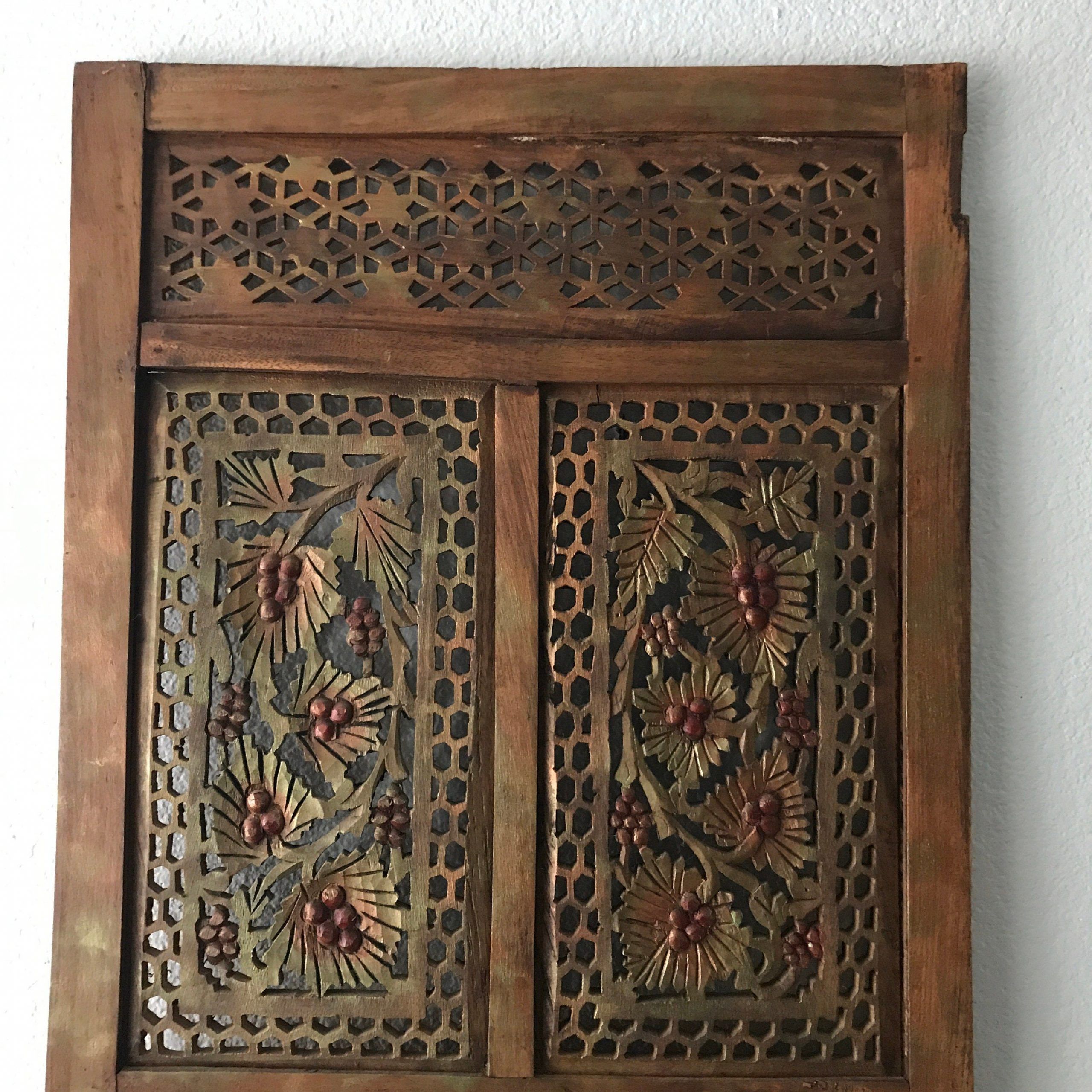Well Known Filigree Screen Wall Art Inside Large Ornate Bohemian Carved Wooden Wall Art Panel / India Carved Wood (View 1 of 15)